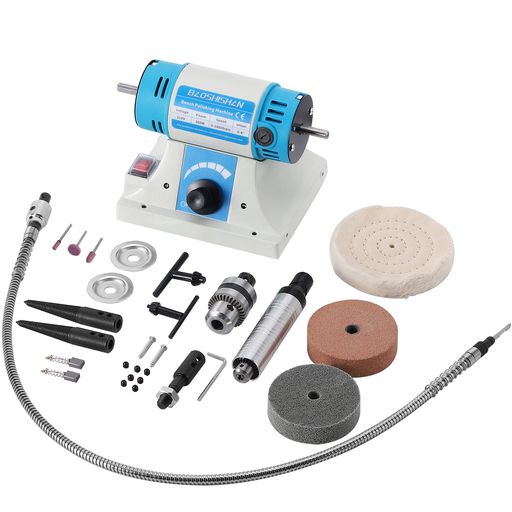 BAOSHISHAN卓上グラインダーミニ両頭グラインダー320W軽便グラインダーバフ研磨機スーパーパワーミニバフ研磨機バフモーターセットバフベンチグラインダーポリッシャー110V(青い卓上グラ…