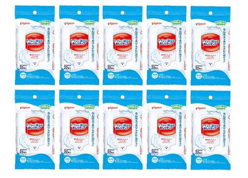 Baby Wipes - ピジョントイレで使ってそのまま流せるおしりナップおでかけ用22枚x10個セット
