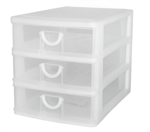 Rakuten - サンコープラスチック(SankoPlastic)小物収納3段エルピス幅25.2x奥35x高28cmホワイト
