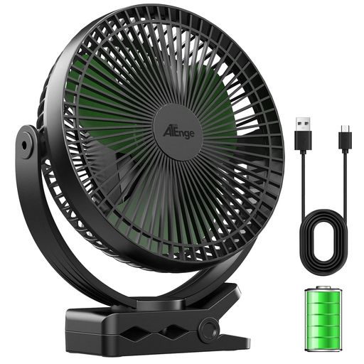 ATEnge卓上扇風機USBクリップ小型Type-C充電式10000mAh急速充電24h連続使用風量4段階ミニ静音720度角度..