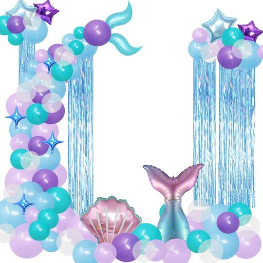 誕生日飾り付け人魚マーメイドバースデーバルーン風船バルーンセット女の子誕生日バルーンHAPPYBIRTHDAYお祝い結婚式人気パーティー記念日かわいい子供大人兼用64点セット