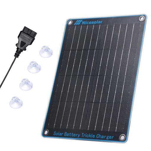 【OBDIIユニバーサルインターフェイス】Nicesolarソーラートリクル充電器はOBDIIユニバーサルインターフェイスを採用し、市場のほとんどの車種と互換性があります。OBDIIは、車のキースイッチから独立してバッテリーに直接接続され、頻繁にプラグの抜き差しをすることなく、24時間接続状態を維持する。 【より簡単で安全】OBDIIのプラス/マイナス電源ピンのみが接続され、他のコンピューターシステム検出ピンは接続されないため、車のコンピューターシステムや回路を損傷することがなく、非常に安全な充電方法です。OBDIIポート経由の充電は、より便利で手間がかからない。 【強度と耐久性】ソーラーカー充電器は透明度の高いETFEと耐衝撃性のある新素材で作られており、高強度、耐衝撃性、耐風性、耐雪性があります。 滑らかな表面、あなたの車を傷つけることを心配する必要はありません。 【包括的なバッテリー保護】 ソーラーカーバッテリートリクル充電器は完全にバッテリーを保護します。内蔵のブロッキングダイオード構造により、逆放電、過充電、過電圧、ショートを防ぎます。
