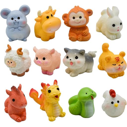 Pinenjoy 12個 動物 フィギュア 干支の置物 樹脂 かわいい 十二支微景観 庭の装飾 開運 縁起物 グッズ 面白い 装飾彫刻像 飾り物 小さな 彫像 ミニチュア 装飾品 工芸品 ギフト DIY 卓上 玄関 …