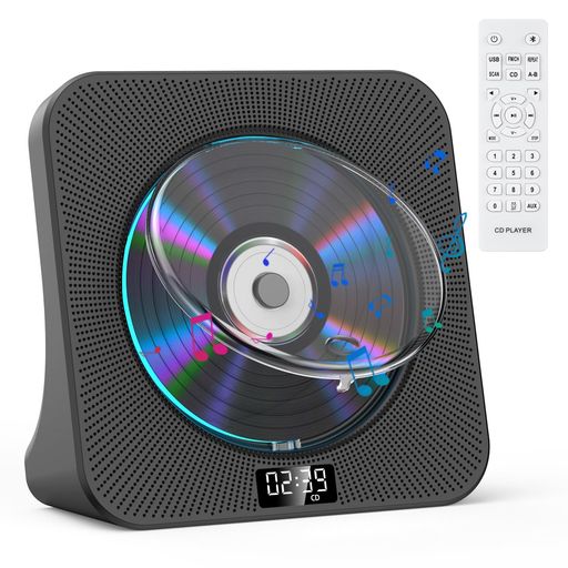 KOVCDVI cdプレーヤー デスクトップ用 Bluetooth送受信対応 スピーカー内蔵 給電式 MP3対応 ブラック