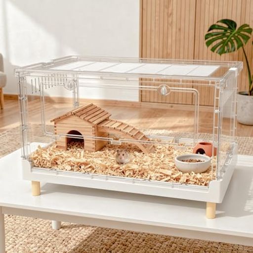 Ruexueハムスターケージ&モルモット、小動物ペット用の完全透明でエコフレンドリーな大型アクリルケージ、例えば:ヒゲトカゲ、ネズミ、ハリネズミ、カメレオン、イグアナなど70.5x43.5x39c…