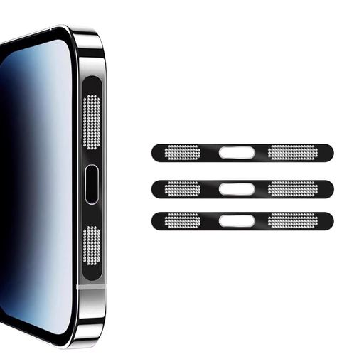 TurkallaforiPhoneスマホスピーカーダストガード・防塵シール3セット金属メッシュスピーカー保護ネット一体型設計スピーカー・充電口保護粘着ステッカー装着簡単ほこりゴミ防塵粉塵防止iPhone