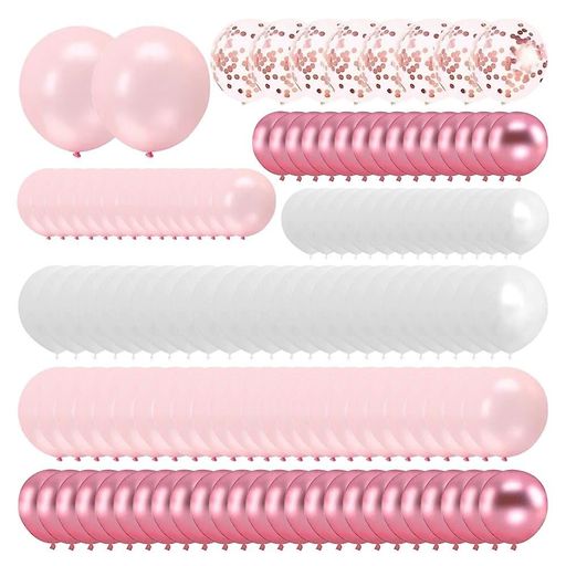 ピンクバルーンガーランドキット、メタリックピンクホワイトバルーン紙吹雪バルーンアーチキット、ガールズパーティーデコレーション(3)