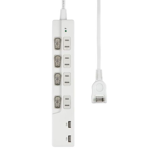 エルパ(ELPA) 電源タップ 個別スイッチ付 USBタップ 4個口 USBポート 2個口 合計2.4A 延長コード 2m 横差 raspberrymarket-10261611 Raspberry Market パッケージ画像