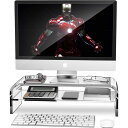 ABOVETEK(アボーヴ テック)2段アクリルモニタースタンド | ディスプレイ台 | クリア | 在宅ワーク用 | 48X22*14CM | キーボード収納 | IMAC ノートパソコン プリンター 対応 | 省スペース | 姿勢改善 | 安定性 |(3)