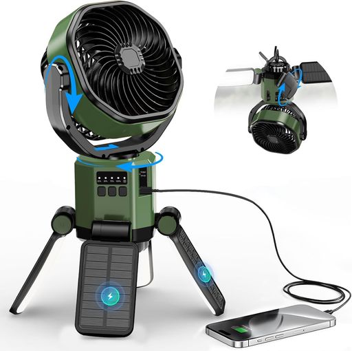 ソーラー扇風機キャンプファン『4枚独立太陽光パネル&240°可動式』ソーラー扇風機キャンプ自動首振り対..