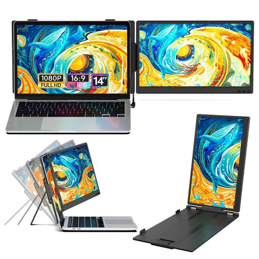 ノートパソコン用モニター14インチ2画面デュアルディスプレイFHD1080PIPS液晶パネルダブルディスプレイ携帯モニター13-17.3インチパソコン用軽量USB-C/HDMI接続Windows/Mac/Chromeに適用