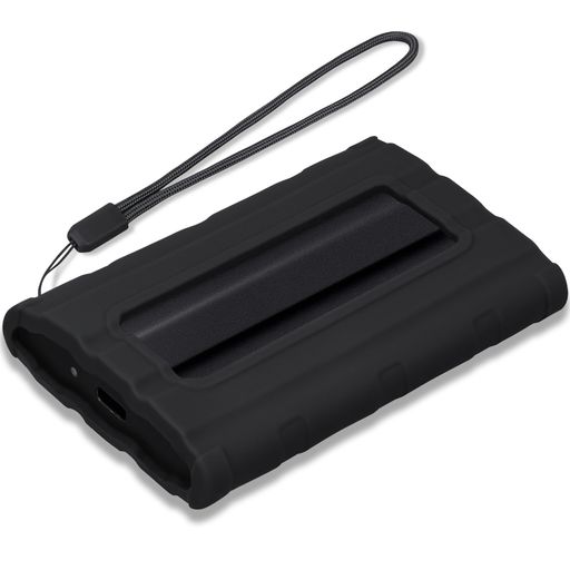 Lacdoソフトシリコンキャリングケース対応SamsungT7ShieldポータブルSSD1TB/2TB/4TB外付けSSD保護カバースリーブスキンストラップ付属、ブラック