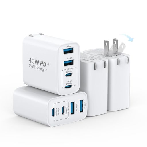【4個セット/家族・職場に最適】TOPADRE合計40W急速充電器折りたたみプラグ&超低温設計コンパクトデザイン4ポートPD充電器iPhone/Android/iPadなど各種機器に全て対応PSE認証済み