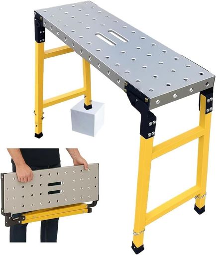 TUIYIDUO足場台脚立洗車折りたたみ式作業台足場板耐荷重500kg長さ90cm幅30.5cm高さ76-122cm調節可能伸..