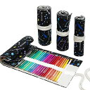 MAYDAHUI色鉛筆収納バッグキャンバスロールペンケース大容量画筆色鉛筆ケース文具収納画材セットカラーペンケース色鉛筆ホルダー筆入れ筆箱子供学生卒園入園プレゼント(星空/48穴)(鉛筆が含まない)(3)