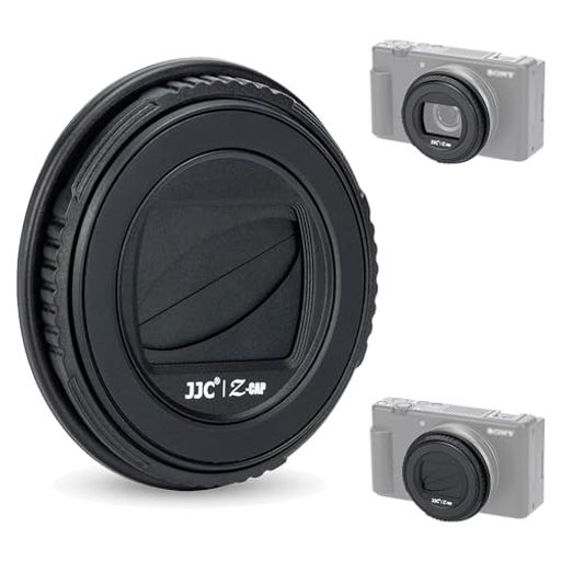 Sony ZV-1F ためのデザインです。 フチを回転させることで開閉が可能です。反時計回りますと、キャップを開け、時計回りで回転し、キャップを閉めます。 写真を撮りますと、キャップ取り外しなくてもいいです。紛失することを防止です。 このレンズバリアを使用する時に、周辺光量落ちが発生しません。 高品質のABS素材で製作、非常に丈夫で長持ちです。