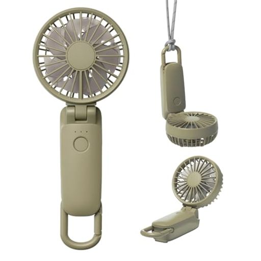 リズム(RHYTHM)ハンディファン2025大風量静音3WAY(手持ち首掛け卓上)[国内メーカー]風量5段階Type-C対応カラビナ&ストラップ付き小型携帯扇風機SilkyWindMobile3.2グリーン