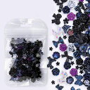 ネイルパーツ 約100個入り ジュエリーパーツ装飾 パーツ リボン本ツバキの花 蝶々 半円真珠 3 D立体視 樹脂用ハンド仕上げ部品 かわいい ネイルアートパーツ (ブラック)ランダムスタイル(4)