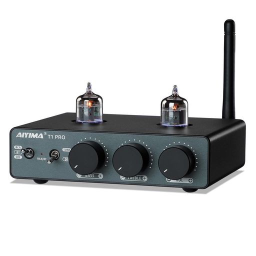 AIYIMA T1PRO 2.0/2.1 デジタル真空管Bluetoothプリアンプ QCC3040&NE3255P可更换运放(12Vトリガー機能付き) 高低音調整対応