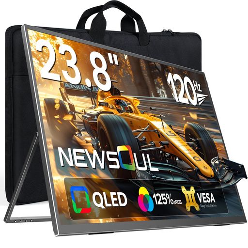 23.8インチQLEDモバイルモニターNewsoulモバイルディスプレイ120HZ大型持ち運びモニター1080P自立型スタンドポータブルモニタ標準型75M..