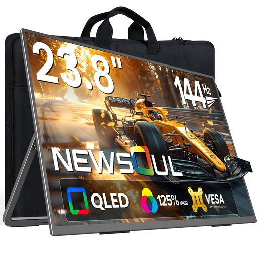 19 inches + - 「144Hz、新登場」23.8インチQLEDモバイルモニターNewsoulモバイルディスプレイ144HZ大型持ち運びモニター1080P自立型スタンドポータブルモニタ標準型75MMVESAサブモニタ標準型HDMIサブディスプレイ