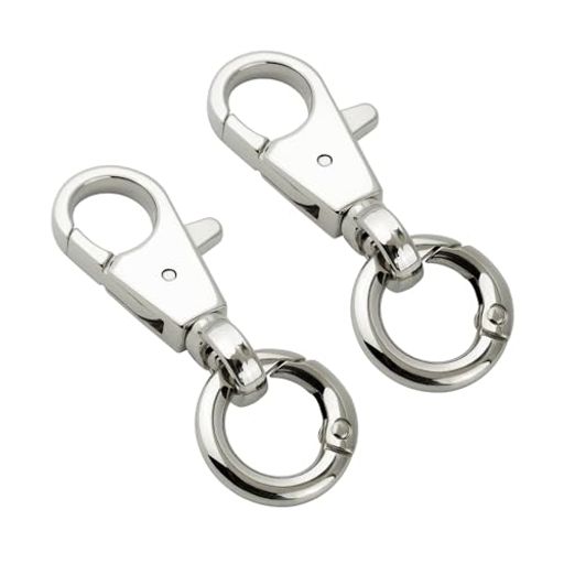 【お得なセット】キーホルダー金具セットにはキーホルダーナスカン2個含み、あらゆる方面に使えるし、程良いサイズがバッグチャイム、キーチャイム、手芸品、工芸品、DIY、ジュエリーの手作りに最適です! 【優れた素材】高品質の亜鉛合金を採用した上に、表面にシルバーメットを施して、どんな厳しい場所でも対応でき、サビにならずに、頑丈で長持ちです。長時間にわたってご愛用いただけるモノです。 【優れたデザイン】表面はなめらかで、汚れがあっても水で洗うだけど簡単に取れます。使い心地抜群です。また、この開口部には、誤って引っ掛かることを防ぐために鋭い縁がありません。とても安全です。 【ワンタッチキーホルダー】ハンドメイドで人気の高いワンタッチキーホルダーなので、簡単に取りつけ、誰でも使えます。作りがしっかりして、バネ性も優れ、変形しにくい、丈夫で耐久性高いです。 【手作りにぴったり】キーホルダーは回転カン丸カン付き、プラ板、フェルトマスコット、レジン、革小物、かばんなどを丸カンに繋げ、回転してゆらゆら揺れて可愛いハンドメード作品になります。