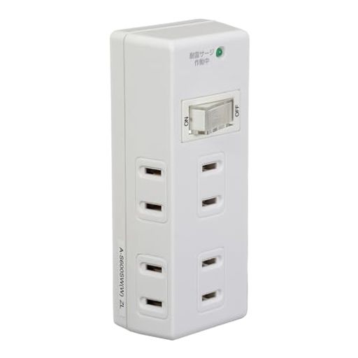 Rakuten - エルパ(ELPA)集中スイッチタップコンセント電源タップ雷ガード6個口耐雷A-S600SW(W)