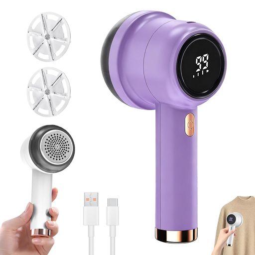 毛玉取り器電動毛玉クリーナーけだまとり6枚刃高速回転代替ブレード液晶ディスプレイUSB充電式3段階の..