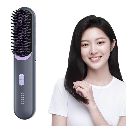 Kiboerヒートブラシアイロンコードレス充電/差し込み両対応独自開発プラズマイオンヘアアイロンストレ..