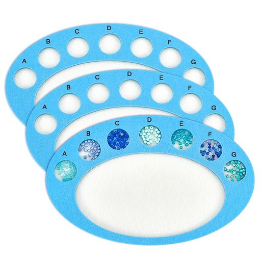BENECREAT3枚入りフェルトビーズデザインボード28x17.8cmオーバルビーズトレイ8グリッドアルファベット付きジュエリー作り用のトレイ手作りジュエリー製作DIY用品ブルー