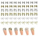 YUZHIYE ネイルパーツ リボン ゴールド シルバー メタルパーツ 立体 大きめ 3D 蝶結び ネイル ジュエリーパーツ ネイルアート デコパーツ 60個セット(4)