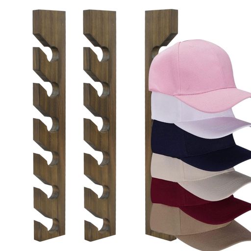 HOMMDECO2PCSハットラック野球帽用壁掛け野球帽オーガナイザー木製ピュアハットスタンドディスプレイスタンドクローゼットドアの後ろの寝室とリビングルームの...