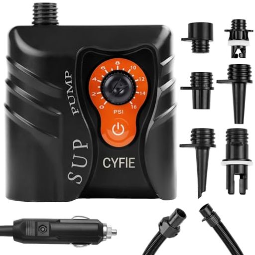 電動エアーポンプsup用電動空気入れカヤック自動停止過熱保護小型軽量ゴムボート6種類のノズル付携帯ポ..