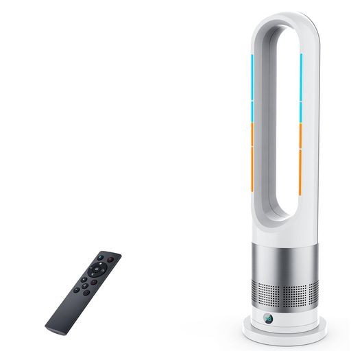 Fyzufタワーファン扇風機【2025新登場&羽根なし&DCモーター電気代節約】羽なし扇風機冷暖両用リビング扇風機サーキュレーターDCモーター静音運転8段送風&3段温風大風量100°左右首振り9時間…