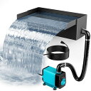 NFESOLAR池用滝ボックスポンプキット付き304ステンレススチール池用滝排水路40W660GPHポンプ付き池用3メートル波形チューブ付き池排水路ガーデン滝用(30cm)