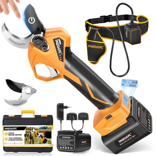 【プログレッシブ機能、切断径36mm・軽快】SWANSOFT36mm電動剪定鋏剪定機能軽量トリガーリンク機能無段..