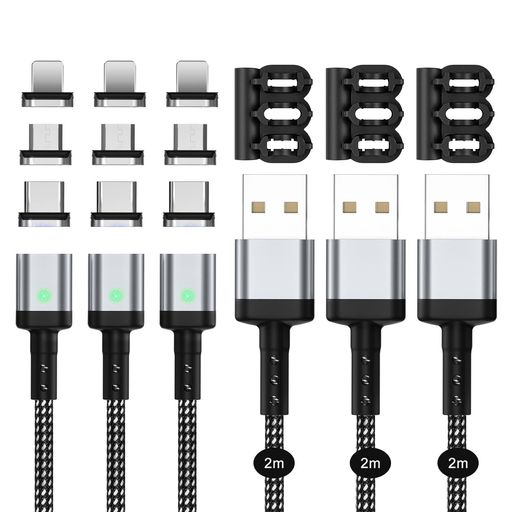 SUNTAIHO マグネット 充電ケーブル 3A急速充電USB充電 磁気ケーブルデータ転送にも対応したマグネット式US-Bマ-グネット充電コード US-B Type-C、MicroUS-B、USB Type-L …