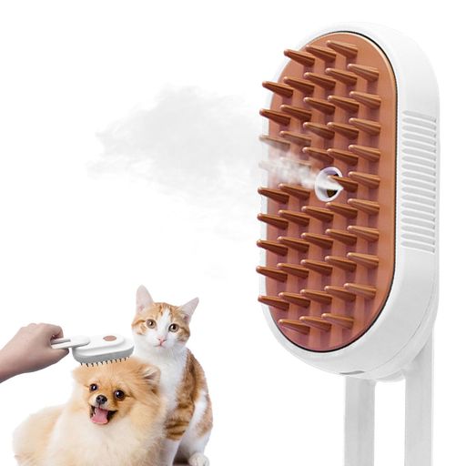Flechazo猫ブラシスチームペットブラシ360°回転噴霧式静電防止よく取れる痛くないUSB充電式ぶらっしんぐ短毛/中毛/長毛/猫犬兼用(ホワイト)