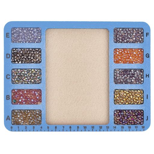 BENECREAT2枚入りフェルトビーズデザインボード20*15cmブルービーズトレイ11グリッドアルファベット、スケール付きジュエリー作り用のトレイ手作りジュエリー製作DIY用品