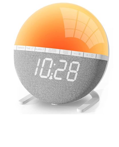 JUNHOTAI光る目覚まし時計RGBウェイクアップライトusb給電置き時計ベッドサイドランプ目覚ましライト太陽光日の出雰囲気シミュレーション大音量アラームベル音7曲選択音量調整デジタル時…