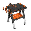 PONY作業台ソーホース2in1折りたたみ式DIY工具作業台耐荷重225kgソーホース耐荷重450kg高さ調節可能Fクランプ4個クランプドッグ4個安全ストラップ...