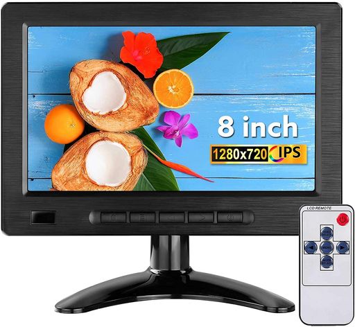 8インチモニター小型モニターEyoyoHD1280x720小型ディスプレイ16:9HDMIモニタースピーカー内蔵ミニディスプレイスHDMIVGAAVポート監視カメラ用/DSLR/PC/DVDRaspberryPi(2.0)