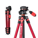 FOTOPRO152CMトラベル三脚軽量ビデオ三脚クイックリリースプレート付きデジタル一眼レフカメラ用キャリーバッグ最大荷重3KGS3レッド