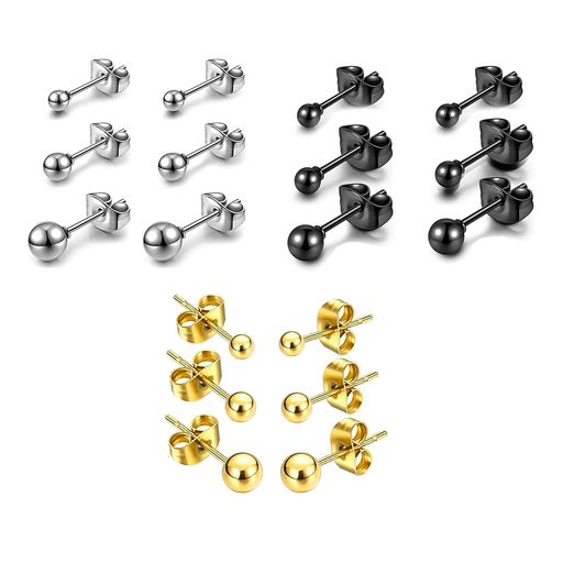 ピアスレディースサージカルステンレス人気丸玉(ボール)ピアス金属アレルギー両耳用人気シンプルアクセサリー誕生日記念日プレゼント(3mm4mm5mm)(シルバー&...