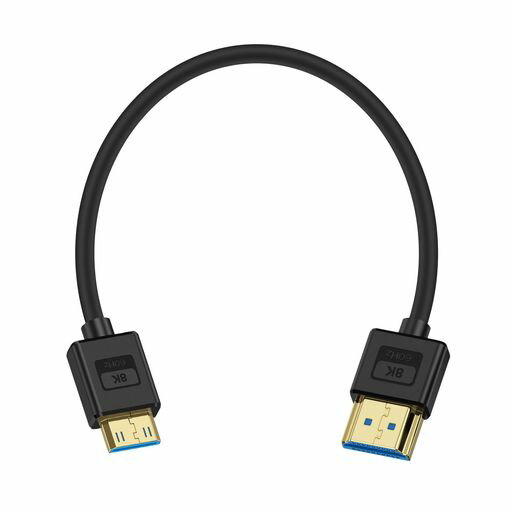 Poyiccot 8K 短い Mini HDMI to HDMI ケーブル 0.3m 柔らかいミニHDMI to HDMI2.1 変換アダプタケーブル 2.1規格 8K@60Hz 4K@120Hz/144Hz 対応 超高速 UHD 48Gbps 金メッキ