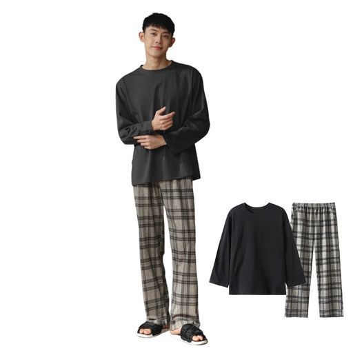 [Jeayoo]パジャマ綿100%カジュアルルームウェア上下セット部屋着コットン吸汗通気快適寝間着