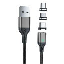 マグネット 充電ケーブル 3IN1 急速充電 高速データ転送 じゅうでんケーブル USB C TYPE-C MICRO USB タイプC 充電器 充電コード 磁石 磁気 コネクタ スマホ (1M)(2)