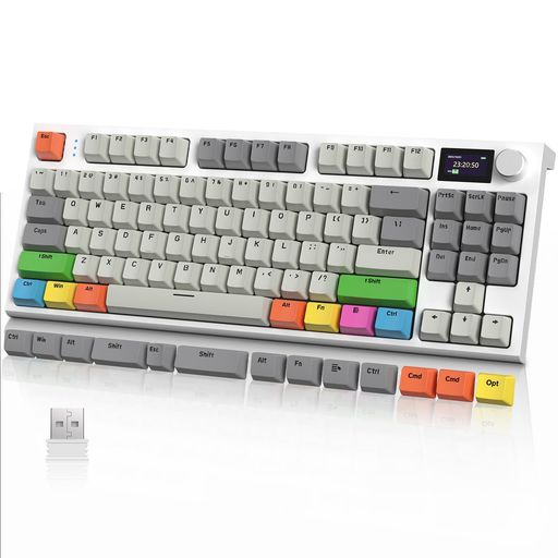 ATTACK SHARK x AJAZZ K86 ゲーミングキーボード ワイヤレスキーボード キーボード bluetooth ワイヤレス リニア技適認証済み TFTカラースクリーン ノブ シロナガスクジラ軸-ガスケット構造 ホット…