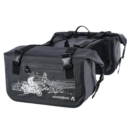 ARMOURAINバイクのサイド・バッグ50L(25L*2)の座席袋サドル袋オートバイの付属品(Black)(2)