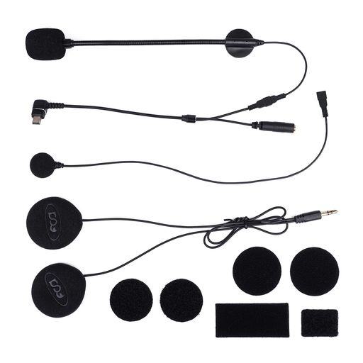 FODSPORTSバイク用インカムM1-SPro専用ヘッドセットUSBMini-B端子オプション品強化HI-FI音質ヘルメット用イヤホン二種類マイク&スピーカーマジックテープ同封インカム用(ハード&ソフトマイク)M1-S